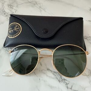 Ray-Ban Gold Frame Sunglasses with Green Lenses